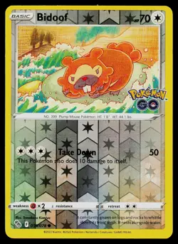 Pokemon Card Pokemon GO Bidoof (Non-Peelable Ditto) 059/078 Reverse Holo Common - Image 1