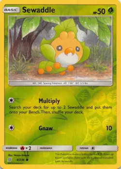 Sewaddle 6/236 Common Unified Minds Pokemon Reverse Holo Near Mint - Image 1