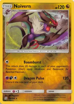 Noivern 159/236 Rare Unified Minds Pokemon Reverse Holo NM-LP - Image 1
