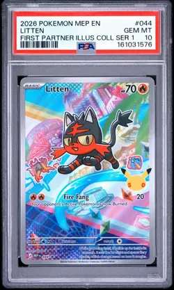 2026 POKEMON FIRST PARTNER ILLUSTRATION COLLECTION PROMO #044 LITTEN PSA 10 - Image 1