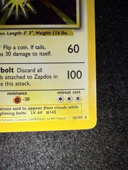 Pokemon Zapdos Holo 16/102 from Base Set Unlimited in MP condition! - Image 5