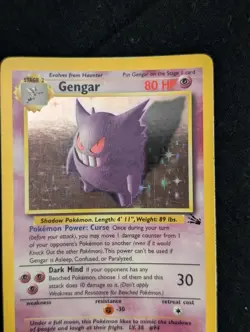 Pokemon Gengar 5/62 Fossil Holo Rare Unlimited Vintage TCG 5/62 - Image 2