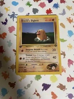 Pokemon TCG Brock’s Diglett 67/132 WOTC 1st Edition Gym Challenge Set LP - Image 1