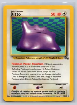Ditto 18/62 Rare Fossil Pokemon Unlimited Lightly Played - Image 1