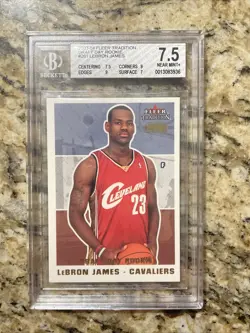 2003-04 Fleer Tradition Draft Day Rookie Card LEBRON JAMES #’d 357/375 gold BGS - Image 1