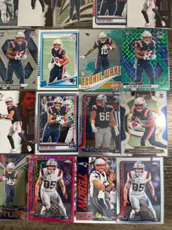 New England Patriots Card Lot 25 Drake Maye Topps Panini Henderson RCs Inserts - Image 5