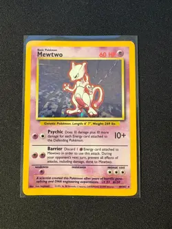 MEWTWO 10/102 HOLO HOLO RARE BASE SET UNLIMITED POKEMON HOLO MP - Image 1