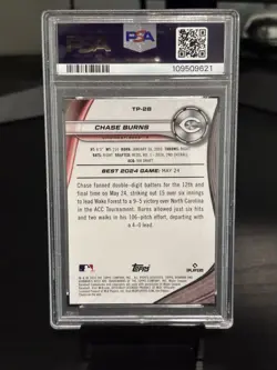 Chase Burns Topps 2024 Bowman's Best Top Prospects Wave Refractor TP-28 PSA 10 - Image 2