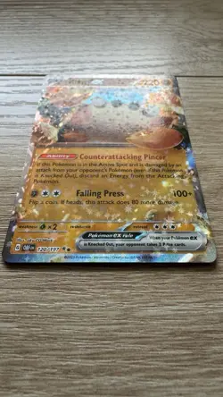 Pokemon Klawf ex 120/197 - SV03: Obsidian Flames Double Rare Holo Card NM - Image 2