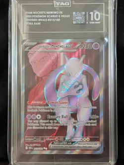 Pokemon Team Rocket's Mewtwo ex Destined Rivals Ultra Rare #213 TAG 10 Gem Mint - Image 1