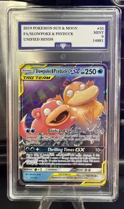 Slowpoke And Psyduck GX 35/236 - Unified Minds Pokemon TCG - Graded 9 - Mint - Image 1