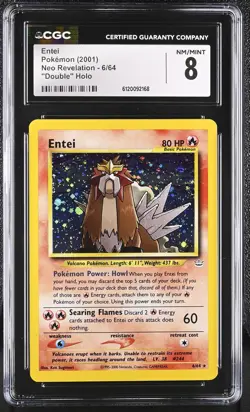 ENTEI Neo Revelation Holo Rare #6 CGC 8 Vintage Pokemon *DOUBLE HOLO ERROR* - Image 1