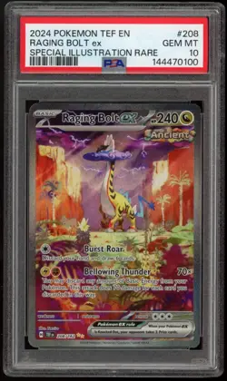 2024 Pokemon TEF Raging Bolt ex Special Illustration Rare #208 PSA 10 Gem Mint - Image 1