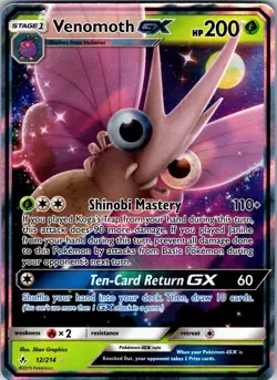 Venomoth GX 12/214 Holo GX Rare Unbroken Bonds Pokemon Near Mint - Image 1