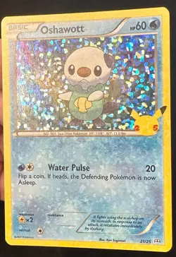 Oshawott HEAVY HOLO BLEED 21/25 2021 McDonald's 25th Anniversary Pokemon Card Nm - Image 1