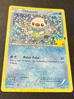 Oshawott HEAVY HOLO BLEED 21/25 2021 McDonald's 25th Anniversary Pokemon Card Nm - Image 2