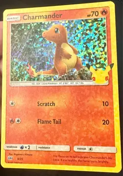 Charmander HEAVY HOLO BLEED 11/25 2021 McDonald's 25th Anniversary Pokemon Card - Image 2