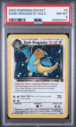 Pokemon Dark Dragonite Holo Rare TCG Card 5/82 PSA 8 WING SWIRL 💫 - Image 1