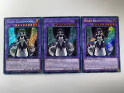 3 x House Dragonmaid RA03-EN037 Secret Rare 1st Edition YuGiOh Playset - Image 1