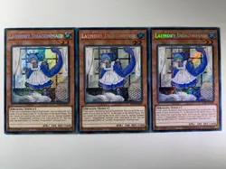3 x Laundry Dragonmaid RA03-EN021 Secret Rare 1st Edition YuGiOh Playset - Image 1
