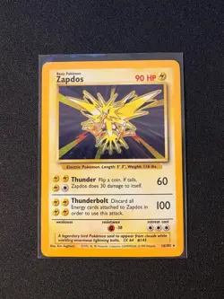 ZAPDOS 16/102 HOLO HOLO RARE BASE SET UNLIMITED POKEMON HOLO MP - Image 1