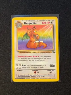 DRAGONITE 19/62 RARE FOSSIL POKEMON UNLIMITED MP - Image 1
