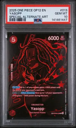 2025 ONE PIECE OP12-LEGACY OF THE MASTER SPECIAL ALTERNATE ART YASOPP PSA 10 - Image 1