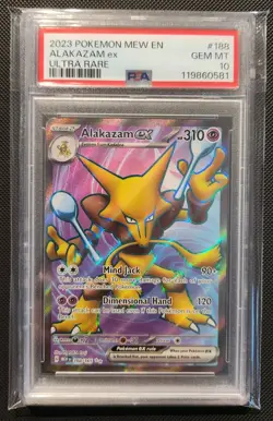 PSA 10 ALAKAZAM EX #188 POKEMON MEW 151 ULTRA RARE 2023 - Image 1
