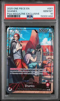 2025 ONE PIECE PROMOS PSA MAGAZINE EXCLUSIVE #001 SHANKS PSA 10 - Image 1