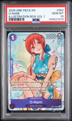 2025 ONE PIECE PROMOS ILLUSTRATION BOX VOL.1 #062 O-NAMI PSA 10 - Image 1
