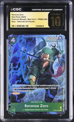 One Piece GRADED Roronoa Zoro PRB BEST R PRISTINE BLACK LABEL 10 CGC ENGLISH - Image 1