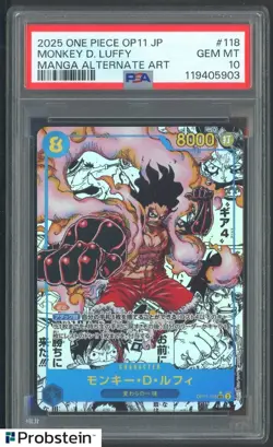 2025 One Piece Monkey D Luffy OP11 Japanese Manga Alternate Art PSA 10 GEM MINT - Image 1
