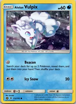 POKEMON ALOLAN VULPIX 21a/145 COMMON HOLO COSMOS ALTERNATE GUARDIAN RISING NM - Image 1