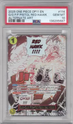 2025 One Piece OP11-A Fist Of Divine Speed Pistol Red Hawk Alt Art PSA 10 ZV - Image 1