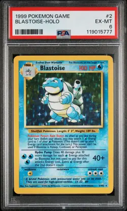 1999 POKEMON GAME #2 BLASTOISE-HOLO PSA 6 - Image 1