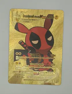 PIKACHU POKEMON DEADPOOL MARVEL PIKA CARTE CARD HOLO PRISM FLASH MANGA KAWAII - Image 1