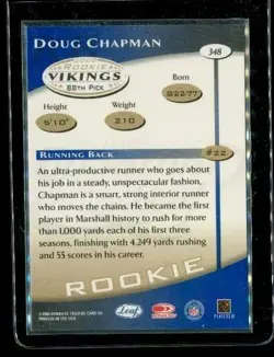 2000 DONRUSS QUANTUM LEAF Rookie Mirror Football Card #348 DOUG CHAPMAN Vikings - Image 2