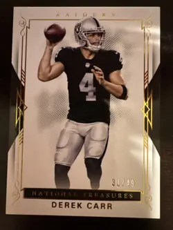 2017 Panini National Treasures Gold Foil Derek Carr /49 #33 - Image 1