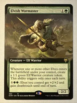 MTG / Elvish Warmaster / KHM / #363 / Regular (Extended Art) / Rare / NM - Image 1