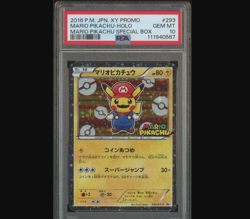 2016 Pokemon JPN XY Promo Mario Pikachu Special Box #293 Holo PSA 10 GEM MINT - Image 1