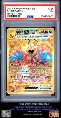 2023 Pokemon Obf En-Obsidian Flames Pokemon #228 Charizard Ex Hyper Rare PSA 7 - Image 1
