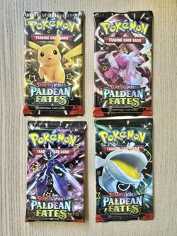 Pokemon Paldean Fates Sealed Booster Pack Art Lot (x4 Packs) - Image 1