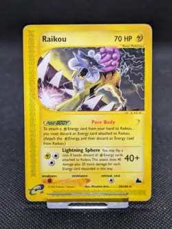 Raikou Rare Non-Holo Pokemon Card Skyridge 28/144 Vintage WOTC LP/Played - Image 1