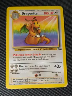 Pokemon TCG Dragonite Fossil 19/62 Non Holo Rare Vintage WOTC 1999 - Image 1