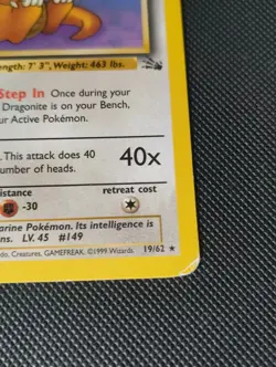 Pokemon TCG Dragonite Fossil 19/62 Non Holo Rare Vintage WOTC 1999 - Image 4
