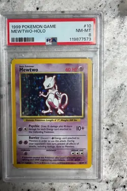 Pokemon TCG Mewtwo Base Set Holo Unlimited Rare Card 10/102 Vintage 1999 PSA 8 - Image 1