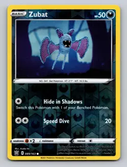 Zubat 089/163 Common Battle Styles Pokemon Reverse Holo NM - Image 1