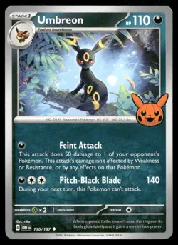 Umbreon 130/197 Uncommon Trick or Trade BOOster 2024 Pokemon Near Mint - Image 1