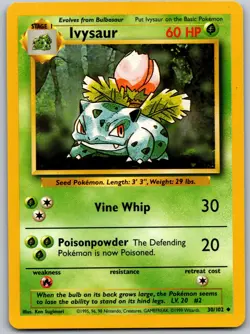 Ivysaur 30/102 Uncommon Base Set Unlimited Pokemon Lightly Played - Image 1