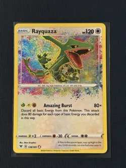 Pokemon TCG SWSH Rayquaza Card 138/185 Vivid Voltage Rare, Near Mint Condition - Image 2